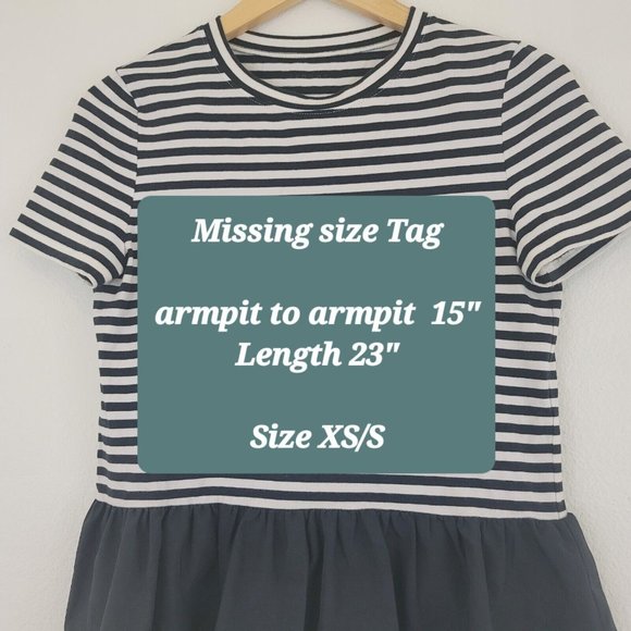 Kate Spade Broome Street Sz Small Striped Tiered Ruffle Peplum Top Black & White - Picture 5 of 11